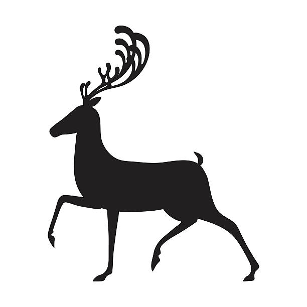 bildbanksillustrationer, clip art samt tecknat material och ikoner med deer black vector illustration isolated elk silhouette - whitetail