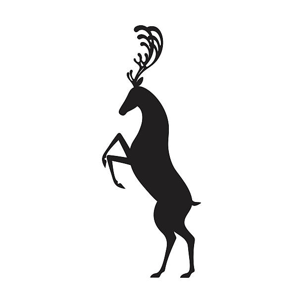 bildbanksillustrationer, clip art samt tecknat material och ikoner med deer black vector illustration isolated elk silhouette - whitetail
