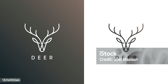 istock Deer head antler line icon 1324005564