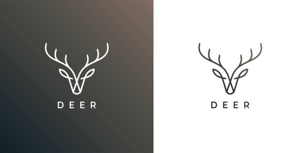 bildbanksillustrationer, clip art samt tecknat material och ikoner med deer head antler line icon - deer dead