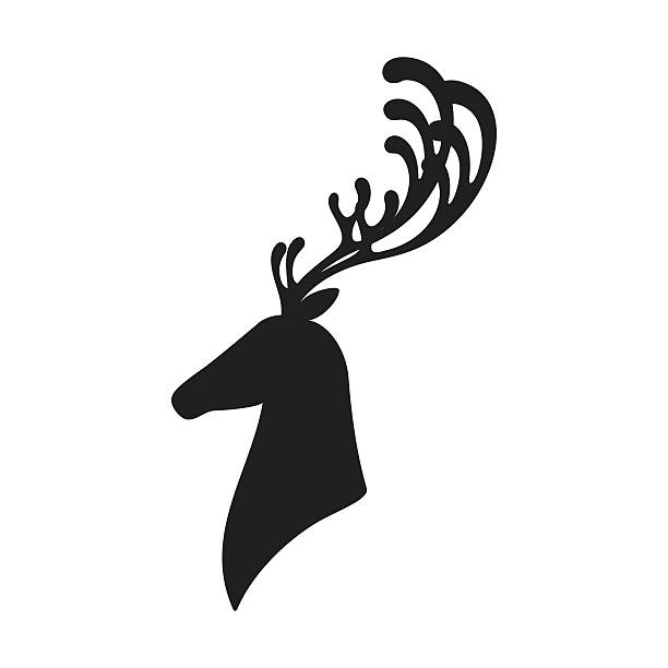 bildbanksillustrationer, clip art samt tecknat material och ikoner med deer head vector illustration isolated elk silhouette - whitetail