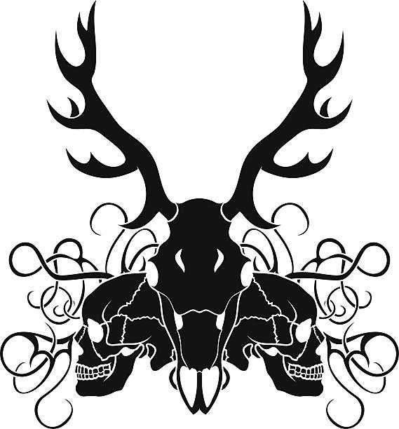 Silhouette Of Deer Skulls Tattoos Illustrations, Royalty-Free Vector