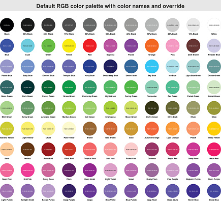 Default RGB color palette with color names