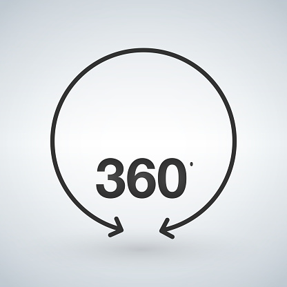 360 derece goruntu izole vektor daire ok dondurme veya 360 derece panoramalar gostermek icin isaretler oklarla stok vektor sanati abd nin daha fazla gorseli istock