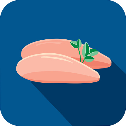 Vector illustration of a Deli meat cuts Flat Design chicken breast themed Icon with shadow. Vector eps 10, fully editable. vector
