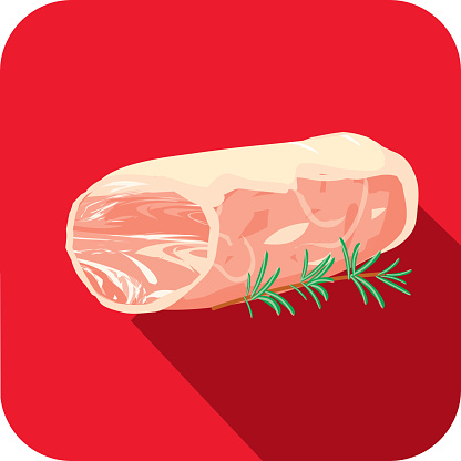 Deli meat cuts pork tenderloin roast Flat Design themed Icon with shadow