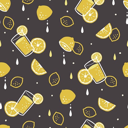 Delicious Fresh Sweet Sour Lemon Soda Drink Vector Graphic Pattern