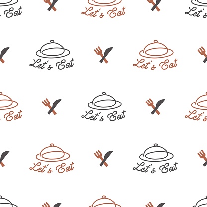 Delicious Seamless Pattern with Cloche Food Dinner Vector Graphic Art
