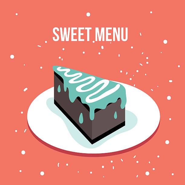 ilustrações de stock, clip art, desenhos animados e ícones de delicioso bolo doce sobremesa engraçada placa plana design moderno estilo - bolos de chocolate