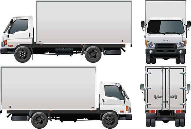 Box Truck Side View Illustrations, RoyaltyFree Vector
