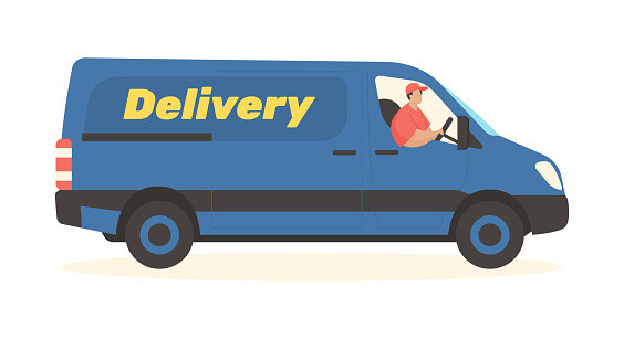 Delivery service minibus. Fast shipping goods different weights