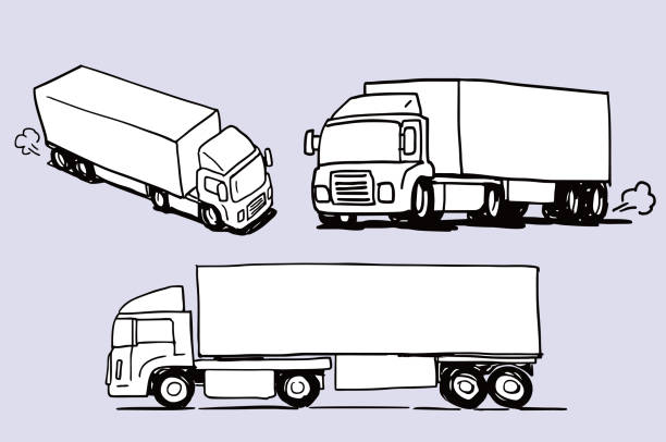 Delivery Truck illustration doodle sketch drawing, vector Delivery Truck illustration doodle sketch drawing, vector truck drawings stock illustrations