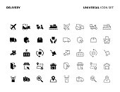 Delivery Concept Basic Solid and Line Icon Set with Editable Stroke. Icons are Suitable for Web Page, Mobile App, UI, UX and GUI design.