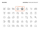 Delivery Concept Basic Thin Line Icon Set with Editable Stroke. Icons are Suitable for Web Page, Mobile App, UI, UX and GUI design.