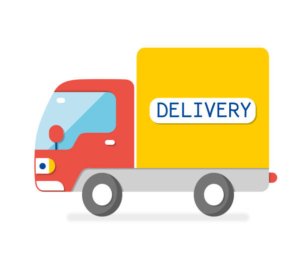 Delivery van truck Delivery van truck flat isolated truck clipart stock illustrations