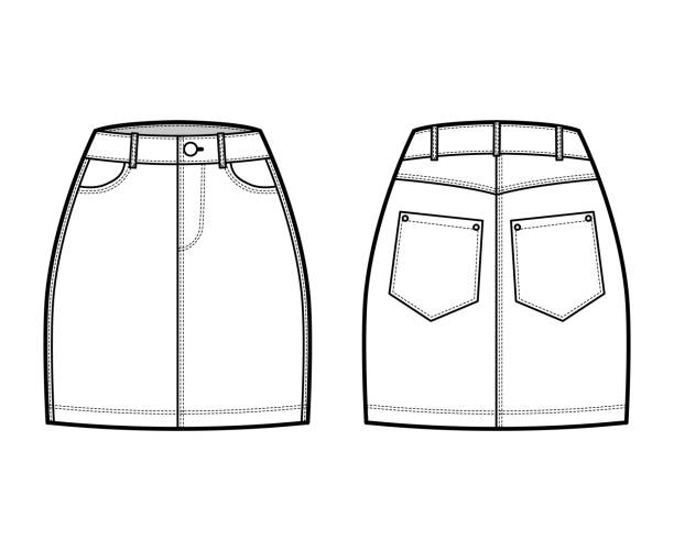 Drawing Of A Denim Skirt Illustrations, Royalty-Free Vector Graphics ...