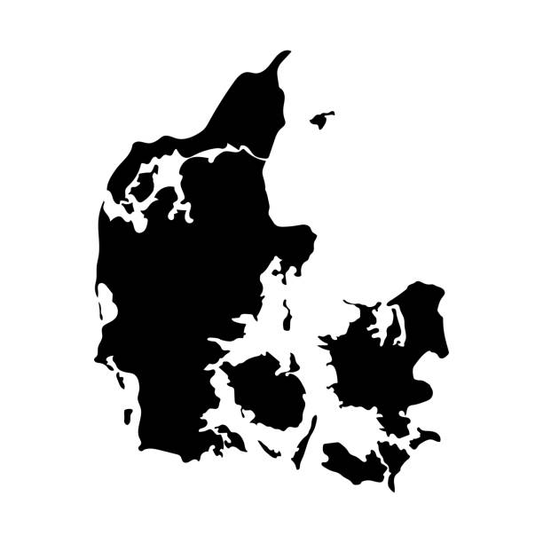 ilustrações de stock, clip art, desenhos animados e ícones de denmark country silhouette of europe, european map illustration, vector isolated on white background, glyph style - denmark