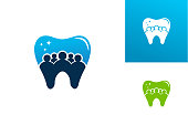 Dental Family Group Logo Template Design Vector, Emblem, Design Concept, Creative Symbol, Icon