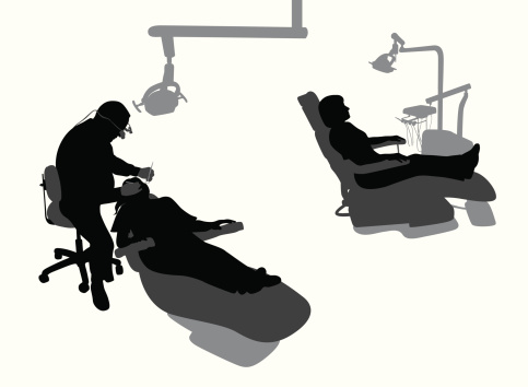 Dentist At Work Vector Silhouette