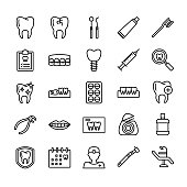 Dentist Icon Outline Set