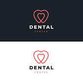 istock Dentist logotype design template.  Tooth with heart creative symbol. Dental clinic vector sign mark icon. 1126645995