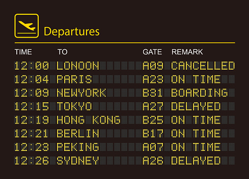Departures information board