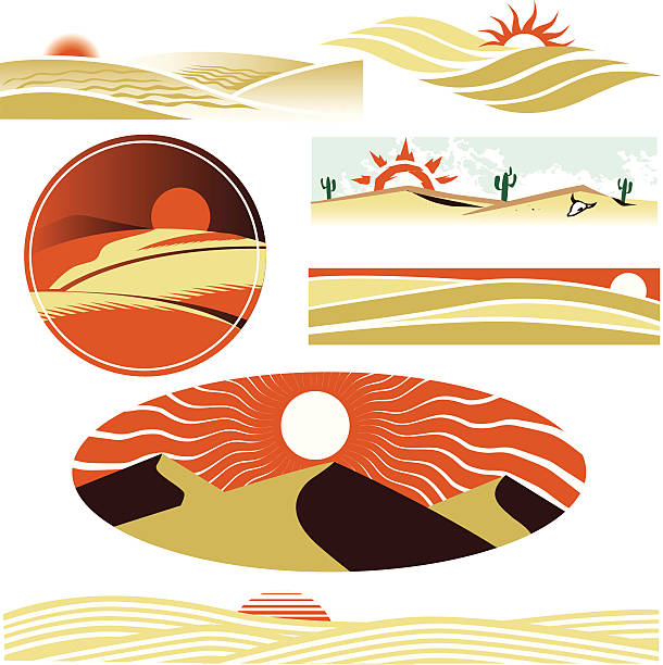 Desert Dunes Sand dunes/desert clip art desert area icons stock illustrations