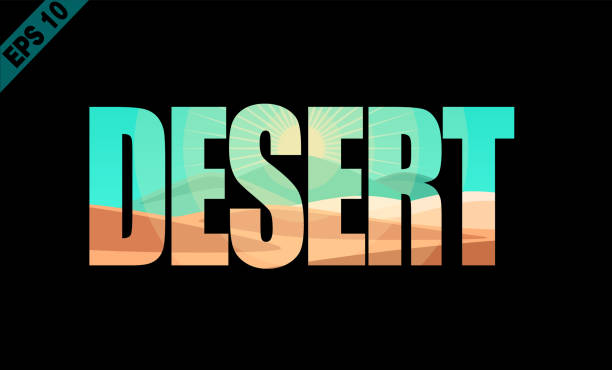 illustrazioni stock, clip art, cartoni animati e icone di tendenza di deserto, parola isolata con paesaggio desertico - gobi desert