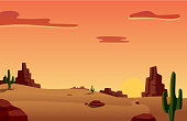Vector illustration of a desert landscape background with copy space.