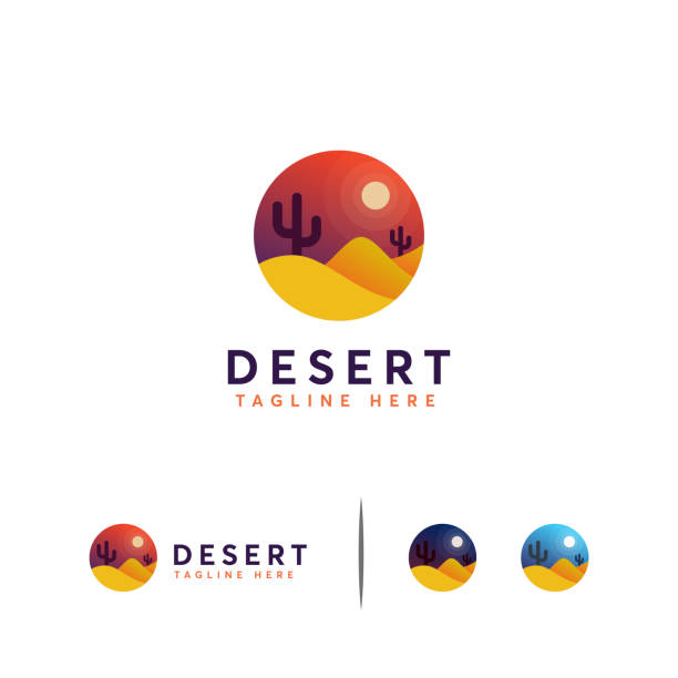 Desert logo designs concept vector, Iconic Desert Symbol Desert logo designs concept vector, Iconic Desert Symbol desert area icons stock illustrations