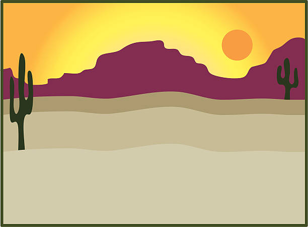 Desert Sunset vector art illustration
