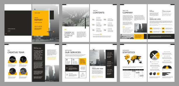 ilustrações de stock, clip art, desenhos animados e ícones de design annual report cover book vector template - plano documento