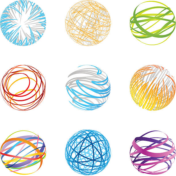 Design Elements | sphere set Collection of abstract graphic design elements. (nine modern circle elements). futuristic clipart stock illustrations