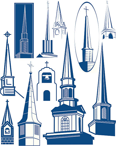 ilustraciones, imágenes clip art, dibujos animados e iconos de stock de elementos de diseño-steeples - church