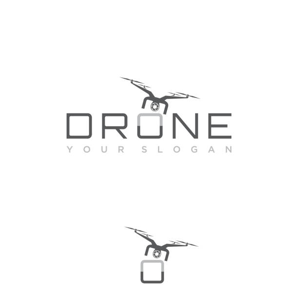 Design flying drone on the font o for your best business symbol Design flying drone on the font o for your best business symbol. Drone symbol design element. Vector illustration EPS.8 EPS.10 drone backgrounds stock illustrations