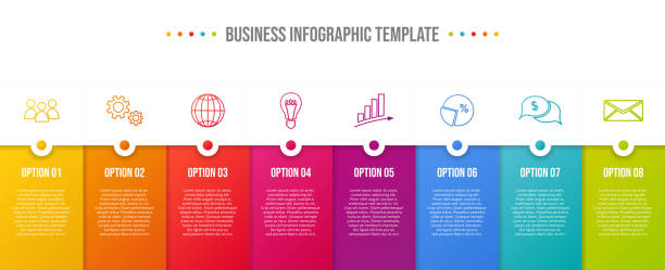 Design of a company timeline with business icons - infographic template. Vector Design of a company timeline with business icons - infographic template. Vector growth drawings stock illustrations
