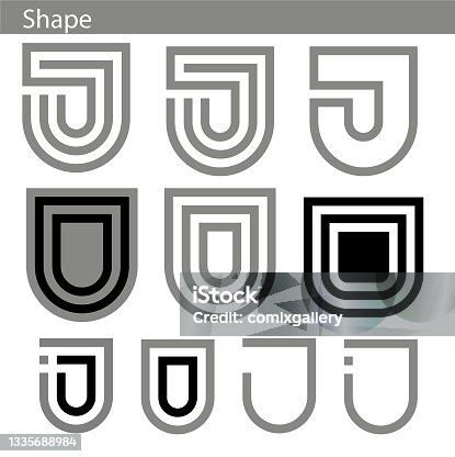 istock Design of logo elements - Icona in the form of creative shield, alternatives, vector files 1335688984