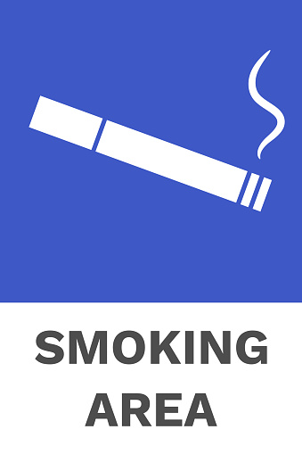 Designated SMOKING AREA vertical sign. Vector