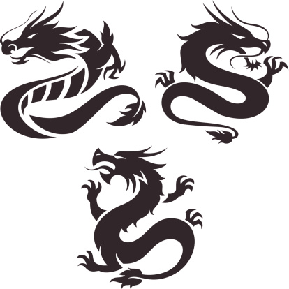 Set of 3 chinese dragon vector