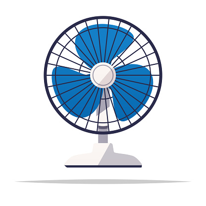 Desk electric fan vector isolated illustration
