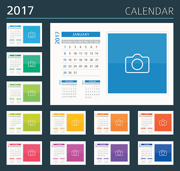 Desk, Wall Calendar 2017 - illustration Desk, Wall Calendar 2017 - illustration march calendar 2017 stock illustrations