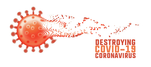 destroying coronavirus and fading out covid-19 concept