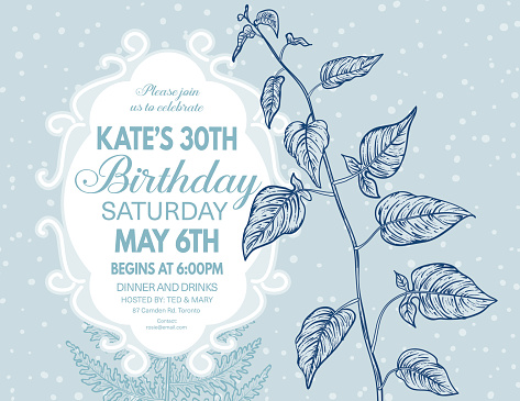 Detailed Botanical Leaves And Branches Party Invitation Template