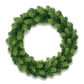 Vector illustration of detailed Christmas wreath on white background. Eps10, Ai10.