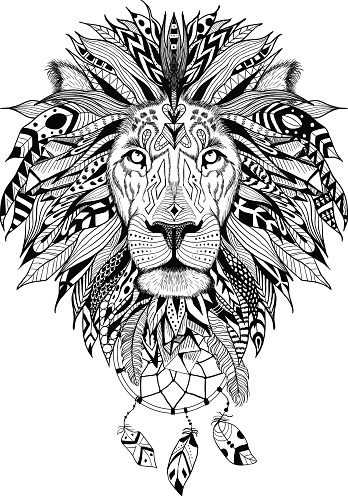 Detailed Lion in aztec style