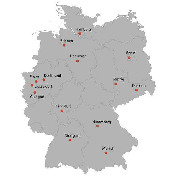 detaillierte karte der deutschland - mainz stock-grafiken, -clipart, -cartoons und -symbole