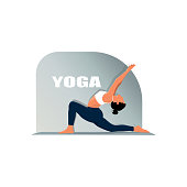 istock Detailed vector illustration of woman practicing yoga against white background depicting healthy lifestyle 1314040920