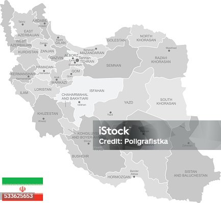 istock Detailed Vector Map of Iran 533625653