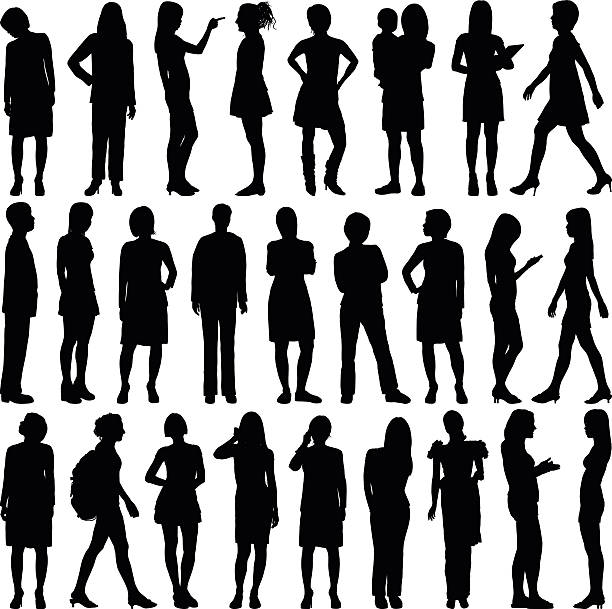 Detailed Women Silhouettes Women silhouettes. older woman stock illustrations