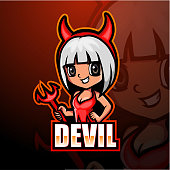 Vector Illustration of Devil girl mascot esport logo design